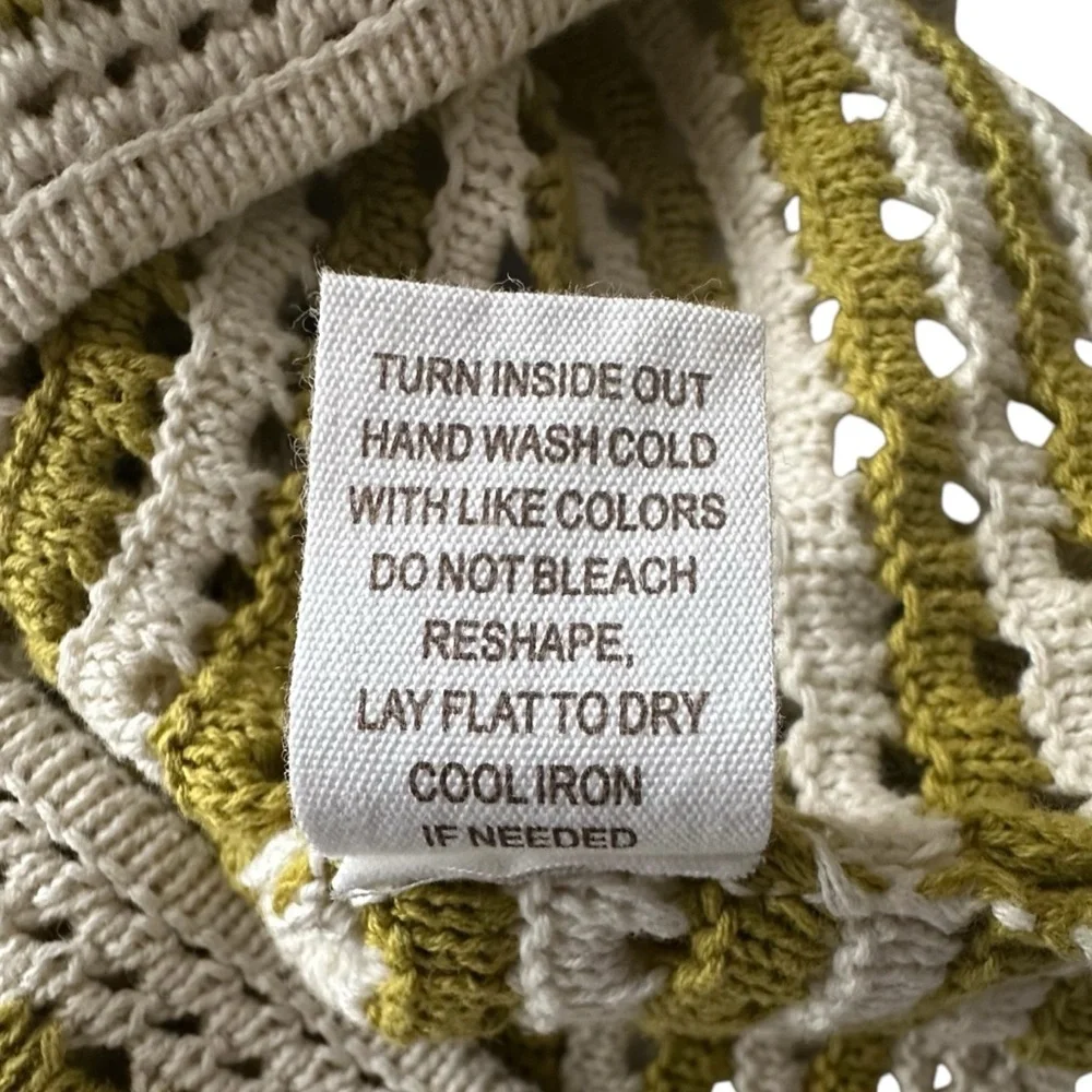 Striped Crochet Knit Tank Top in Kiwi by Blu Pepper Woman’s Small - Picture 6 of 11